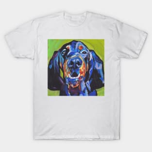 Black and Tan COONHOUND Dog Bright colorful pop dog art T-Shirt